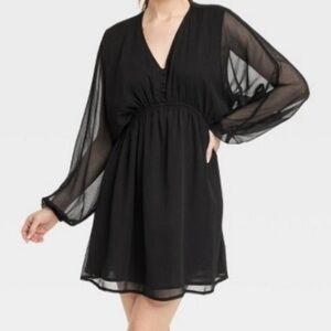 A new day Black Sheer Sleeve Dress